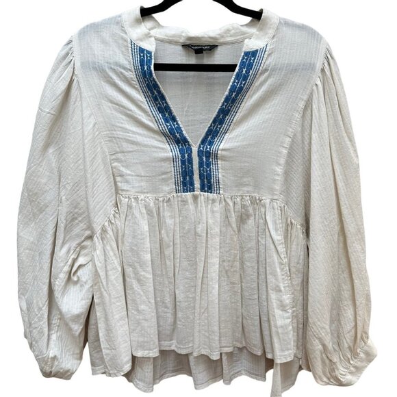 NWOT Banana Republic Blouse Embroidered Babydoll Peplum Peasant Boho Large - Picture 1 of 8